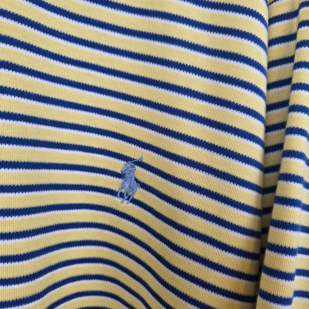 Polo Ralph Lauren Mens 2XLT Tall Polo Shirt Yellow Blue Striped Cotton Pony